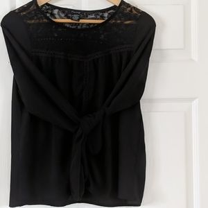 Lace detail, black top